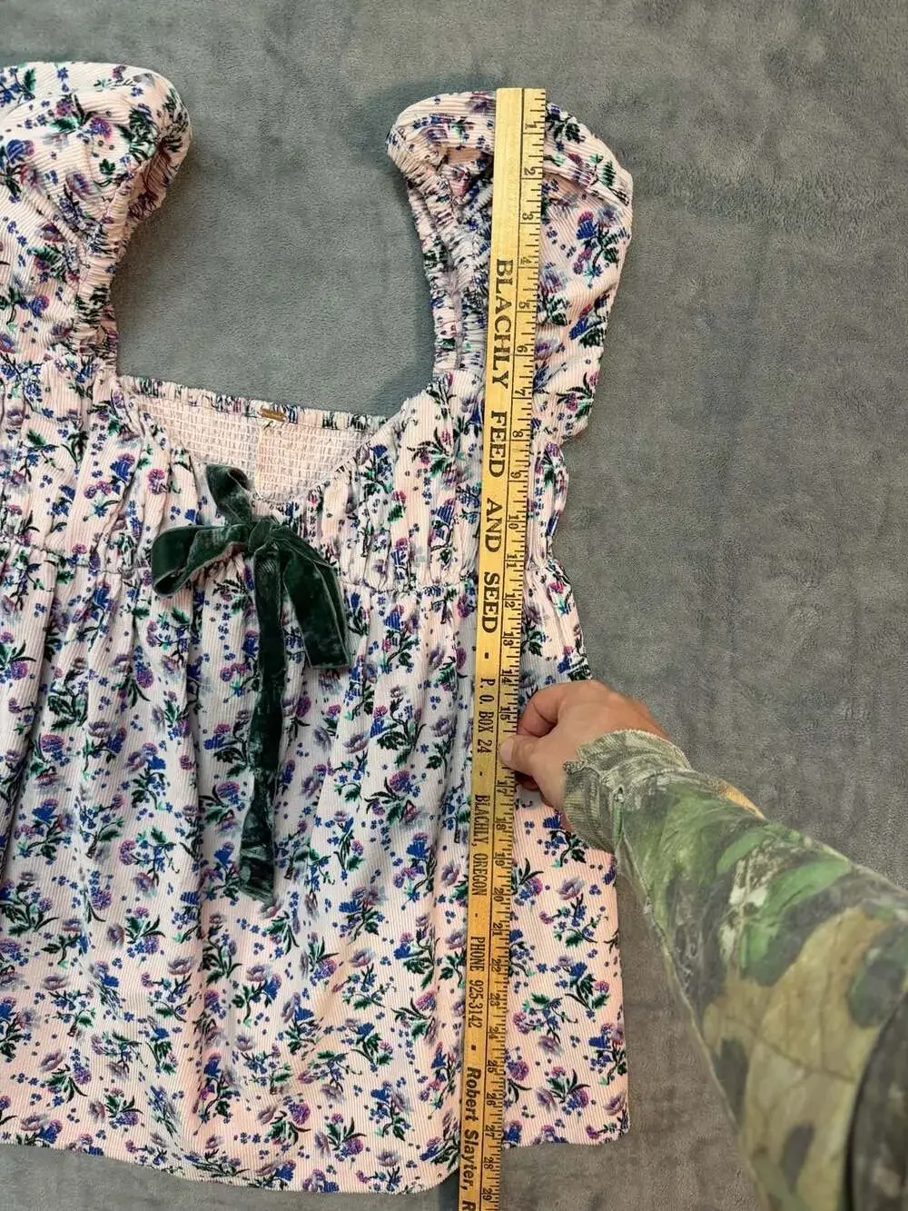 Free People Gaia Printed Corduroy Floral Blouse Top